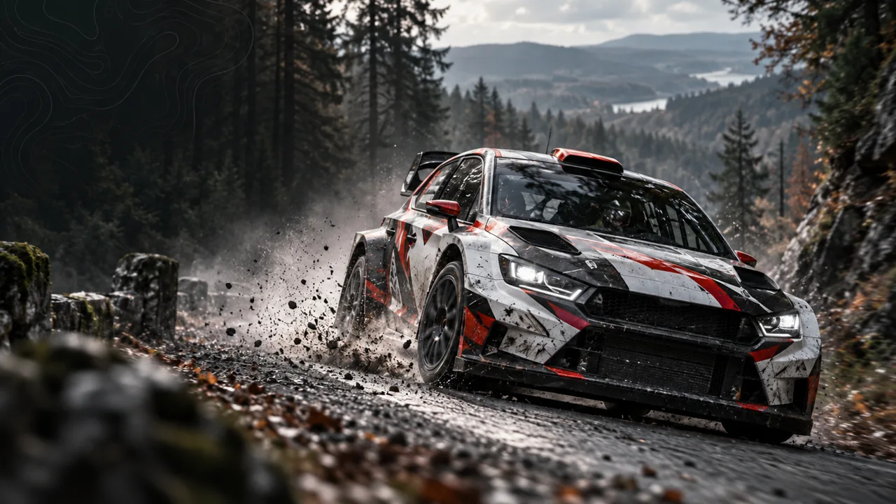 Minařík Racing – rallyový vůz na horské cestě